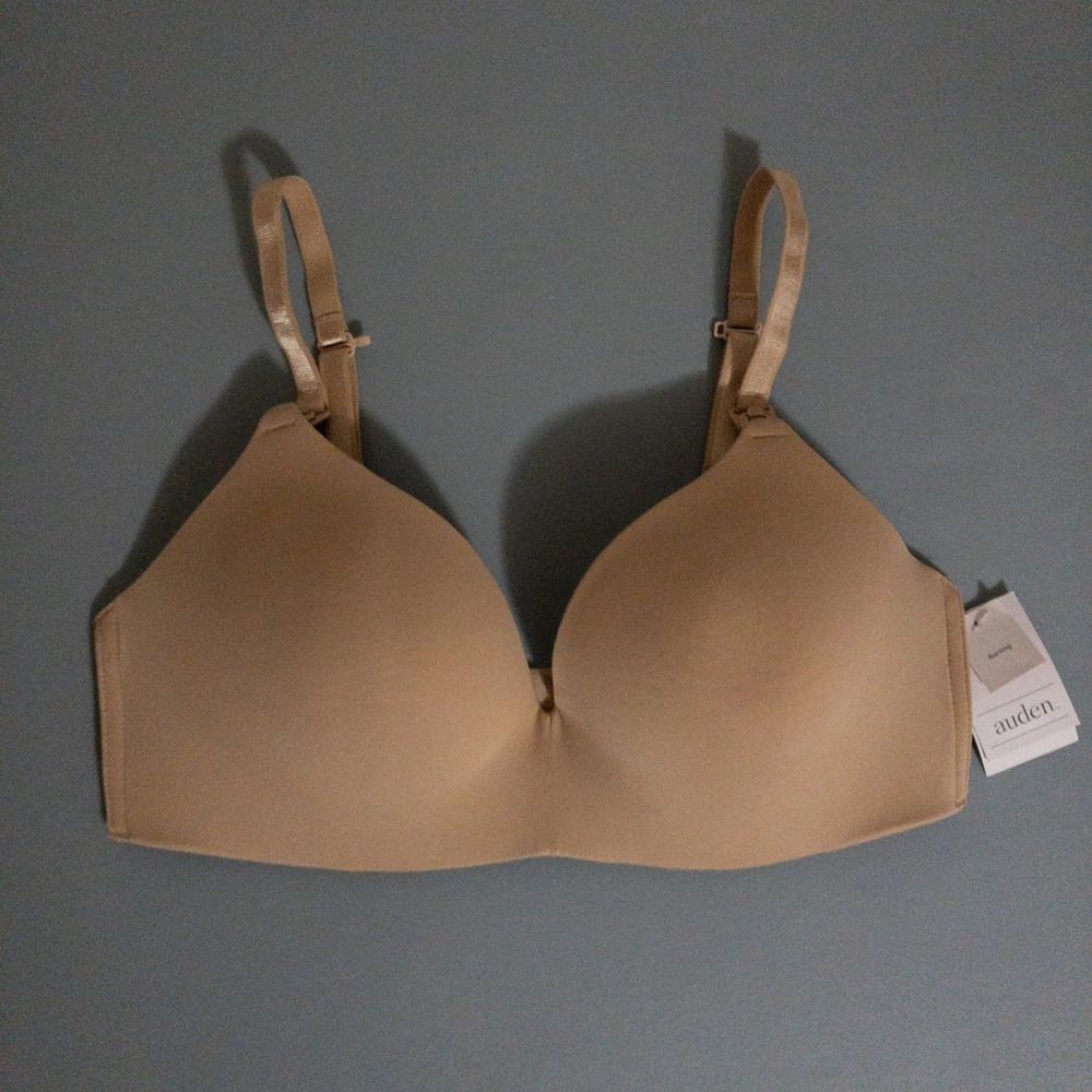 Auden Nursing Bra Womens 34D Pearl Tan Smooth Lightly Lined Wirefree New
